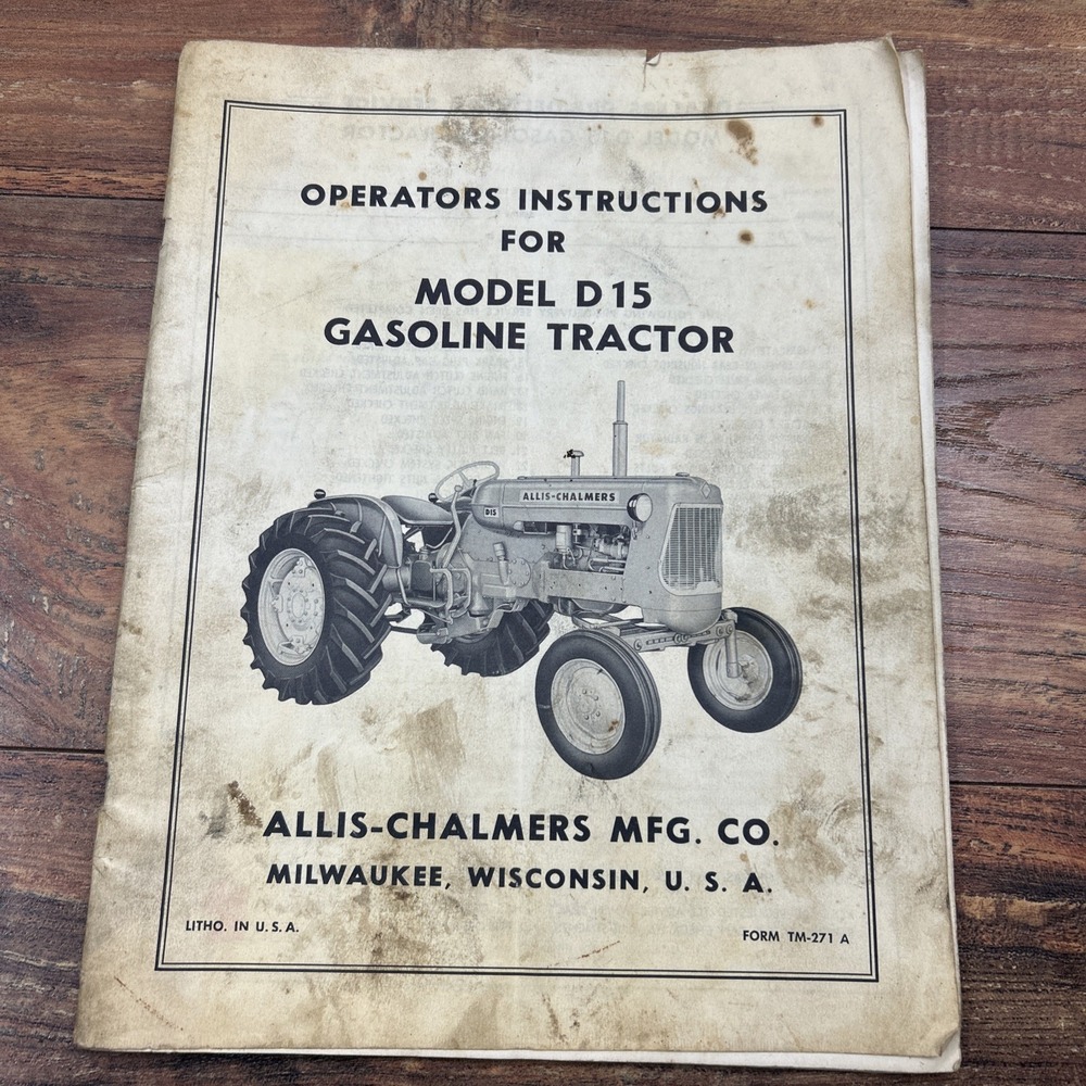 Allis Chalmers‎ Operator's Instructions Owner's Manual D15 Gasoline Tractor VTG